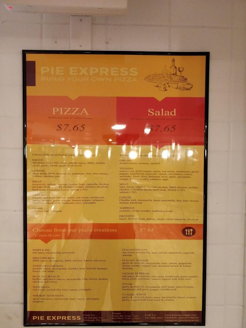 Pie Express Menu
